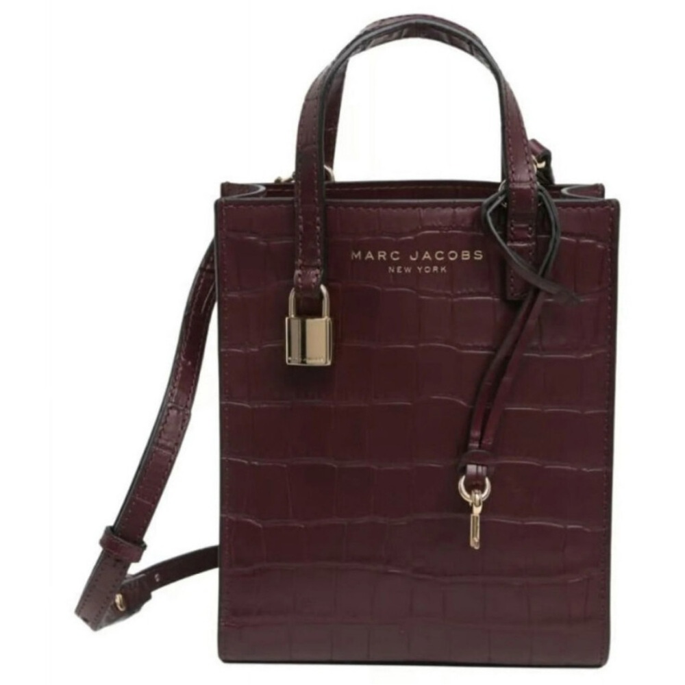 Marc Jacobs Mini Tote Bag Brown Croc Embossed